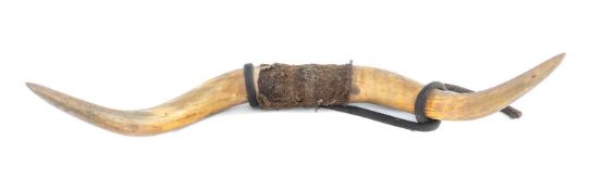 PAIR OF VINTAGE CATTLE HORNS, 104cms span Provenance: private collection Cheshire
