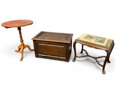 SOLID OAK SMALL COFFER early 20th century, 46 (h) x 76 (w) x 46cms (d); Queen Anne style mahogany