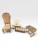 VICTORIAN CARVED WALNUT & NEEDLEWORK UPHOLSTERED NURSING CHAIR circa 1860, well-carved with a