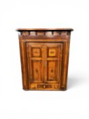 PROVINCIAL OAK & MAHOGANY FLAT FRONT HANDING CORNER CUPBOARD circa 1820-30, 121 (h) x 103cms (w)