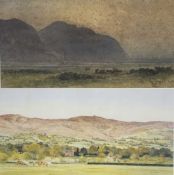FLETCHER (late 19th century) watercolour - cattle grazing with mountains beyond, signed and dated '