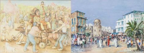 ‡ JOAN DARLINGTON (British, b. 1932) watercolour - The Jester, signed lower right, 29 x 39cms; and
