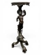 VENETIAN CARVED & EBONISED WOODEN JARDINIÈRE STAND, late 19th century, shaped top over a