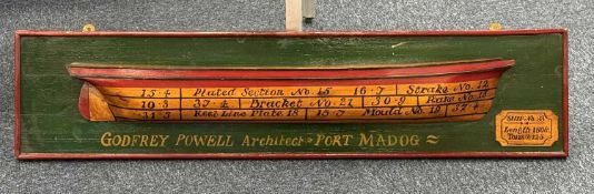 REPRODUCTION PAINTED WOODEN SHIP HULL being a dissection dioarama, 114 x 27cms Provenance: