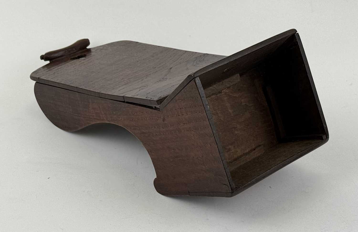 19TH CENTURY VERNACULAR OAK APPRENTICE PIECE in the form of a lambing chair, the top rail carved - Image 4 of 4