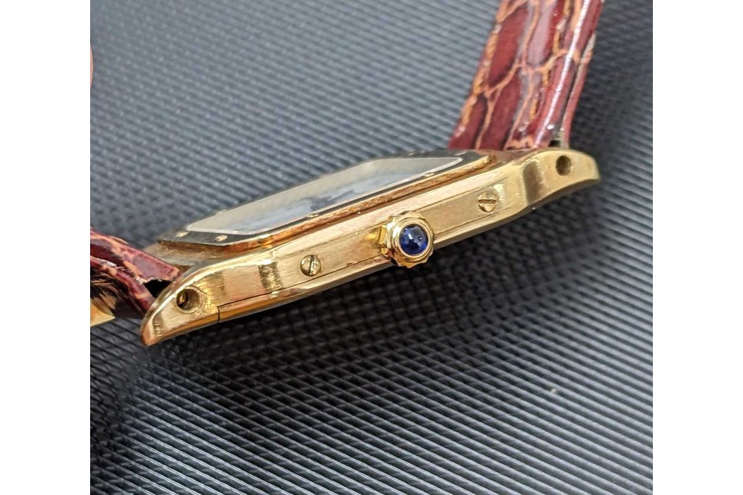 RARE LADIES' 18CT GOLD CARTIER SANTOS DUMONT WRISTWATCH, c. 1990, Ref. 9606, Cal.21 17J manual- - Image 7 of 15