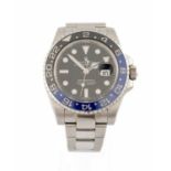ROLEX STAINLESS STEEL GMT-MASTER II 'BATMAN' BRACELET WATCH, Ref. 116710BLNR, Cal 3186 31J automatic
