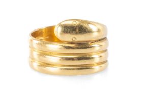 18CT GOLD SNAKE RING, size Q, 8.4g Provenance: deceased estate Gwynedd