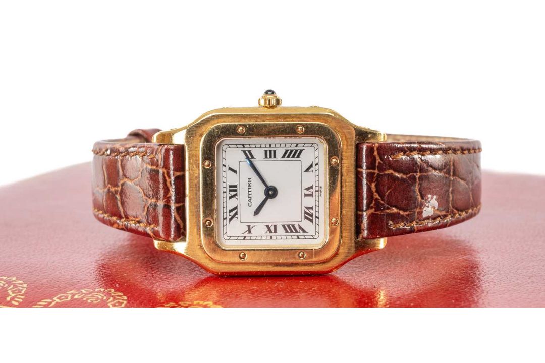RARE LADIES' 18CT GOLD CARTIER SANTOS DUMONT WRISTWATCH, c. 1990, Ref. 9606, Cal.21 17J manual- - Image 2 of 15