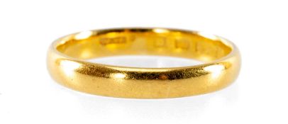 22CT GOLD WEDDING BAND, ring size R, 3.9g Provenance: private collection Cheshire