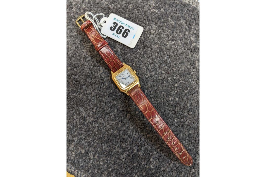 RARE LADIES' 18CT GOLD CARTIER SANTOS DUMONT WRISTWATCH, c. 1990, Ref. 9606, Cal.21 17J manual- - Image 8 of 15