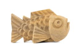 DARREN YEADON (British, lives, works Wales b. 1970) sandstone sculpture - stylised fish, 37 (h) x