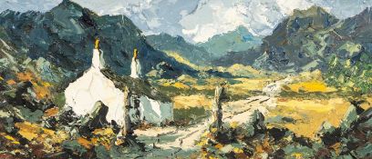 ‡ CHARLES WYATT WARREN (Welsh 1908-1993) oil on board - entitled verso 'Nant Betws', signed, 23 x