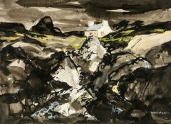 ‡ DONALD MCINTYRE (British, lived, worked Wales 1923-2009) mixed media - white washed cottage