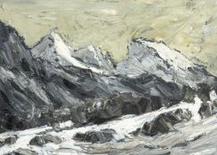 ‡ SIR KYFFIN WILLIAMS RA (Welsh, 1918-2006) oil on canvas - entitled 'The Moelwyns in Winter',