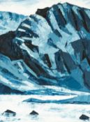 ‡ GWYN ROBERTS (Welsh b. 1953) oil on canvas - entitled verso 'Idwal Slabs, Cwm Idwal' on Albany
