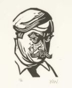 ‡ SIR KYFFIN WILLIAMS RA (Welsh 1918-2006) limited edition (23/85) linocut - entitled verso 'Self