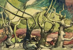 ‡ JOHN ELWYN (Welsh 1916-1997) early watercolour - entitled 'The Four Sleepers', signed and dated