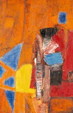 ‡ CERI RICHARDS CBE (Welsh 1903-1971) oil on canvas - abstract, inscribed verso 'Interior', signed
