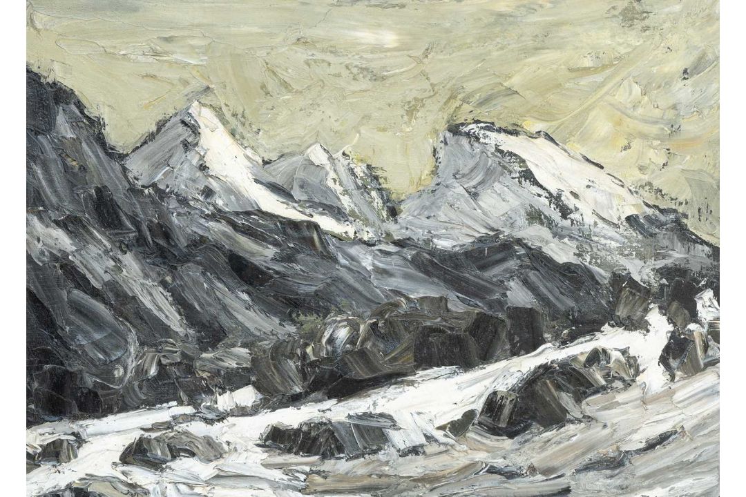 ‡ SIR KYFFIN WILLIAMS RA (Welsh, 1918-2006) oil on canvas - entitled 'The Moelwyns in Winter', - Image 1 of 30