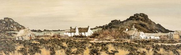 ‡ JOHN ROGERS (Welsh b. 1939) oil on board - entitled verso 'Farm with Flemish Chimney', Furneaux