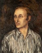 ‡ VALERIE GANZ (Welsh 1936-2015) oil on canvas - entitled verso 'Portrait of Ryan Davies', signed,