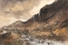 ‡ WILLIAM SELWYN (Welsh b. 1933) mixed media - entitled verso 'Nant Peris' on Harbour Light Gallery,