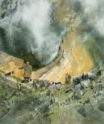 ‡ MALCOLM EDWARDS (Welsh b. 1934) watercolour on paper - entitled verso 'Pecking Order' on Ffin-y-