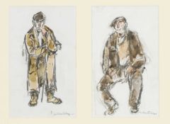 ‡ WILLIAM SELWYN (Welsh b. 1933) pencil and watercolour, a pair - two farmer studies, each signed,