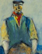 ‡ MIKE JONES (Welsh 1941-2022) pastel on paper - entitled verso 'Man with a Red Scarf' on Albany