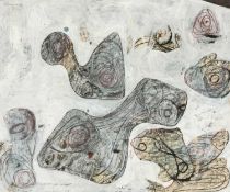 ‡ BRENDA CHAMBERLAIN (Welsh 1912-1971) gouache and coloured crayon - verso 'Untitled', signed and