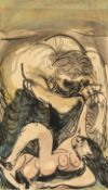 ‡ CERI RICHARDS CBE (Welsh 1903-1971) ink and watercolour - entitled verso 'Rape of the Sabines',