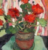 ‡ WENDY MURPHY (English lives, works Wales b. 1956) oil on board - entitled verso 'Geranium' on