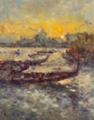 DAVID GRIFFITHS MBE (Welsh b. 1939) oil on canvas - entitled 'Evening, Venice', signed, 49.5 x 39.
