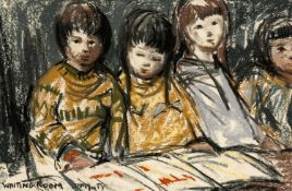 ‡ DONALD MCINTYRE (British, lived, worked Wales 1923-2009) mixed media - entitled 'Waiting Room',
