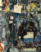 NEALE HOWELLS (Welsh b. 1965) mixed media on wood panel - entitled 'Struggling in Welsh', signed and