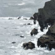 ‡ SIR KYFFIN WILLIAMS RA (Welsh 1918-2006) oil on canvas - dramatic Ynys Môn (Anglesey) cliffs,