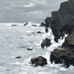 ‡ SIR KYFFIN WILLIAMS RA (Welsh 1918-2006) oil on canvas - dramatic Ynys Môn (Anglesey) cliffs,