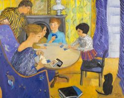 ‡ CLAUDIA WILLIAMS (British, lived, worked Wales 1933-2024) oil on canvas - entitled verso 'Happy