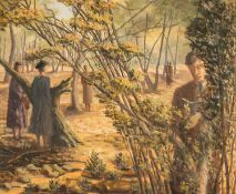 ‡ FELICITY CHARLTON (British, lived, worked Wales 1913-2009) oil on canvas - well-dressed figures