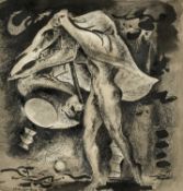‡ CLIVE HICKS-JENKINS (Welsh b. 1951) mixed media on paper - entitled verso 'Mari Lwyd in the
