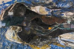 ‡ MARY LLOYD JONES (Welsh b. 1934) early gouache - entitled verso 'Dark Landscape' on Martin