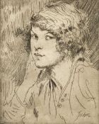 ‡ AUGUSTUS JOHN RA (Welsh 1878-1961) etching - entitled verso 'A Girl's Head' on Martin Tinney