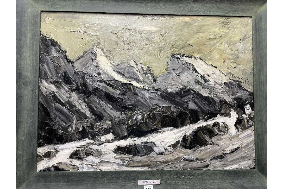 ‡ SIR KYFFIN WILLIAMS RA (Welsh, 1918-2006) oil on canvas - entitled 'The Moelwyns in Winter', - Image 8 of 30