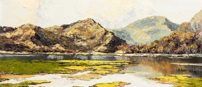 ‡ CHARLES WYATT WARREN (Welsh 1908-1993) oil on board - entitled verso 'Hebog and Llyn', signed,