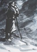 ‡ SIR KYFFIN WILLIAMS RA (Welsh 1918-2006) off-set lithograph - 'Farmer in a Storm', 54 x 38cms