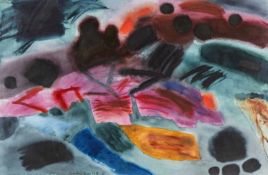 ‡ MARY LLOYD JONES (Welsh b. 1934) watercolour on torn paper - entitled verso 'Land Memory',