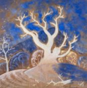 ‡ BRENDA CHAMBERLAIN (Welsh 1912-1971) oil on board - landscape near the artist's home in Rachub,