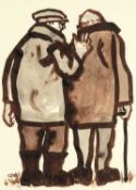 ‡ KAREL LEK (Belgian, lived, worked Wales 1929-2020) acrylic - entitled verso 'Farm Talk', signed,