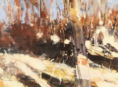 ‡ DAVID TRESS (British, lives, works Wales b. 1955) mixed media - entitled verso 'Winter, Garden